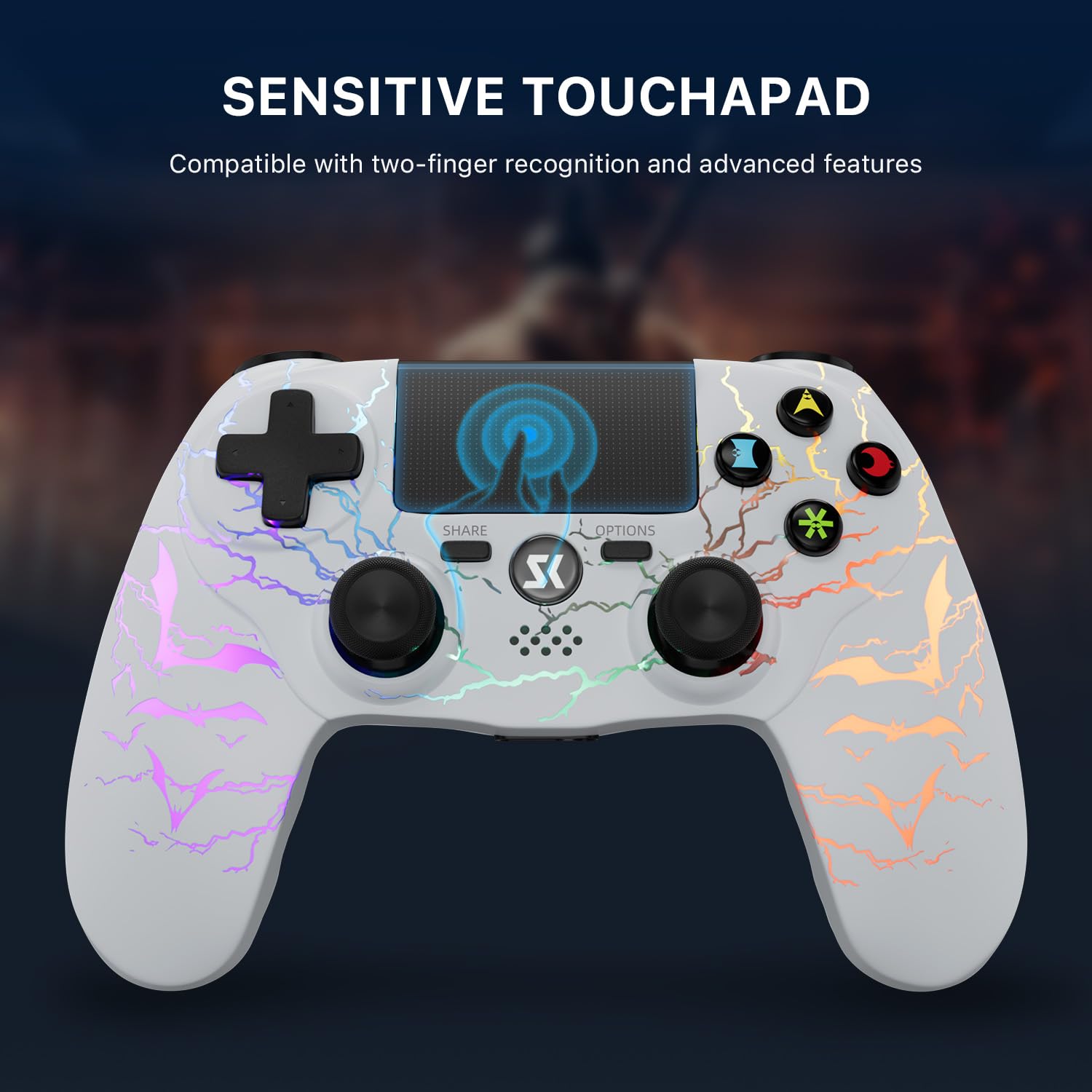 CHENGDAO 2 Pack Manette pour PS4/Pro/Slim Sans Fil, Éclairage RVB Réglable