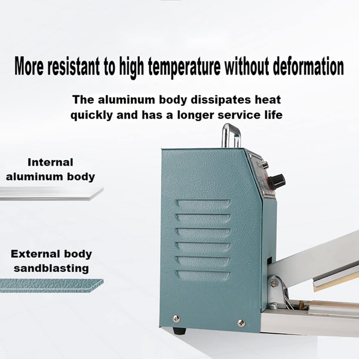 Máquina selladora térmica, sellador al vacío industrial de 300 W con control de temperatura de 8 etapas, sellado y corte automático de bolsas de plástico PP/PE para embalaje de alimentos
