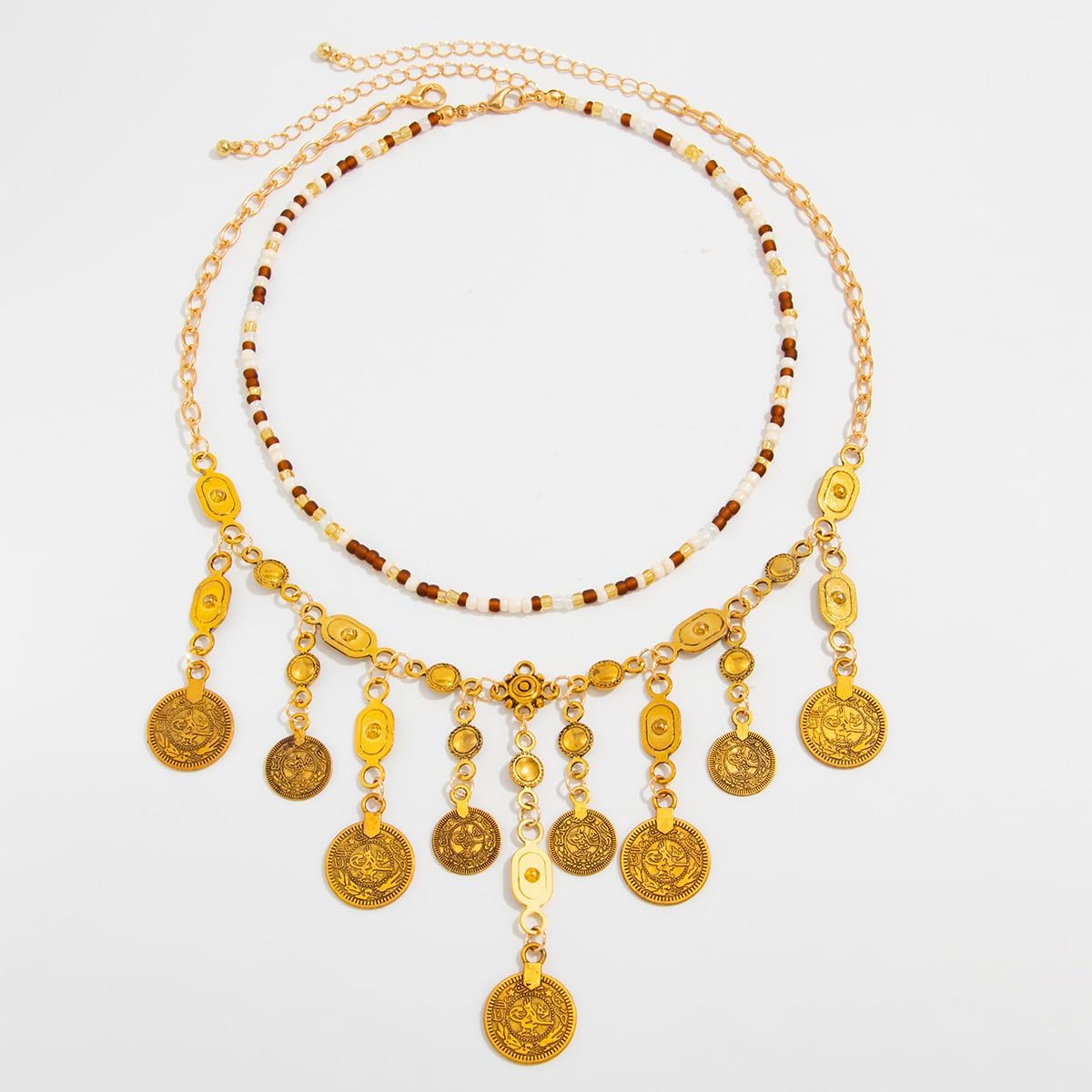 Boho Coin Charm Necklace for Women Pirate Necklace Cowboy Cowgirl Western Jewelry for Women Chunky Layered Beaded Coin Necklace Ethnic Gypsy Costume Pirate Accessories Women - Image 7