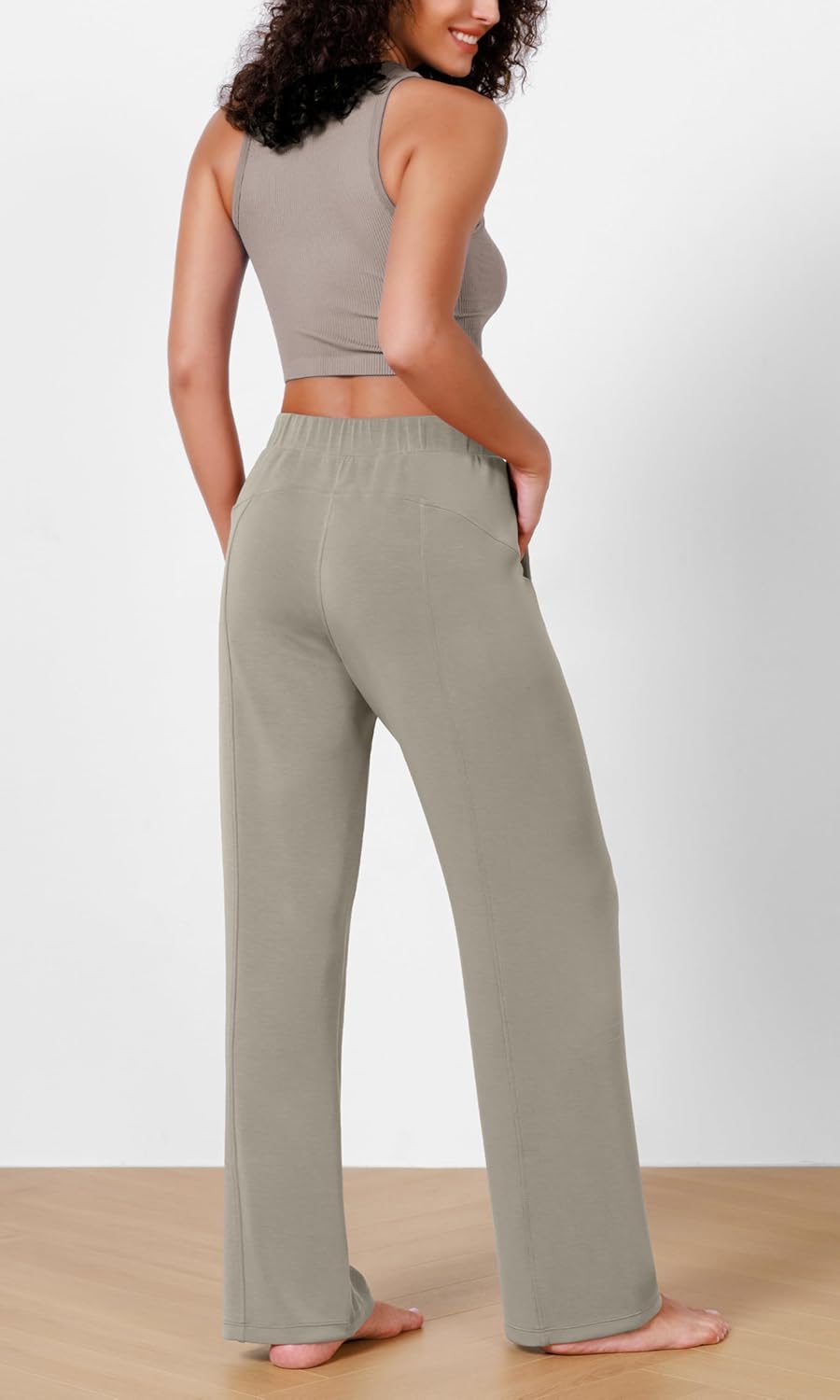 ODODOS Women's Modal Soft Wide Leg Pants Elastic High Waist Casual Lounge Relaxed Pants with Pockets - 27"/ 29" / 31" Inseam