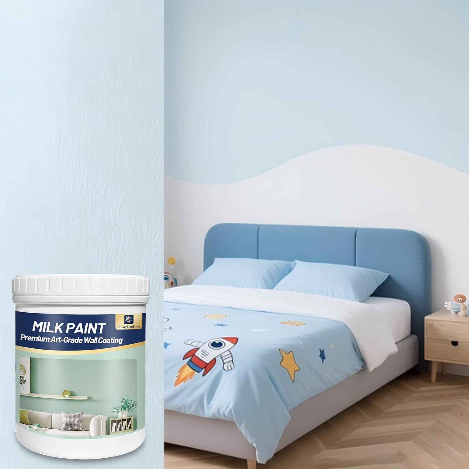 Floor and Wall Paint, Suitable for Interior Walls, Factory Workshops, Warehouses, Garages, Various Cement Floors - Dirt-Resistant, 24-hour Entry, Weather, Crack & Peel Resistant, Long-Lasting Finish (1 Gallon Sky Blue 200-240sq.ft)