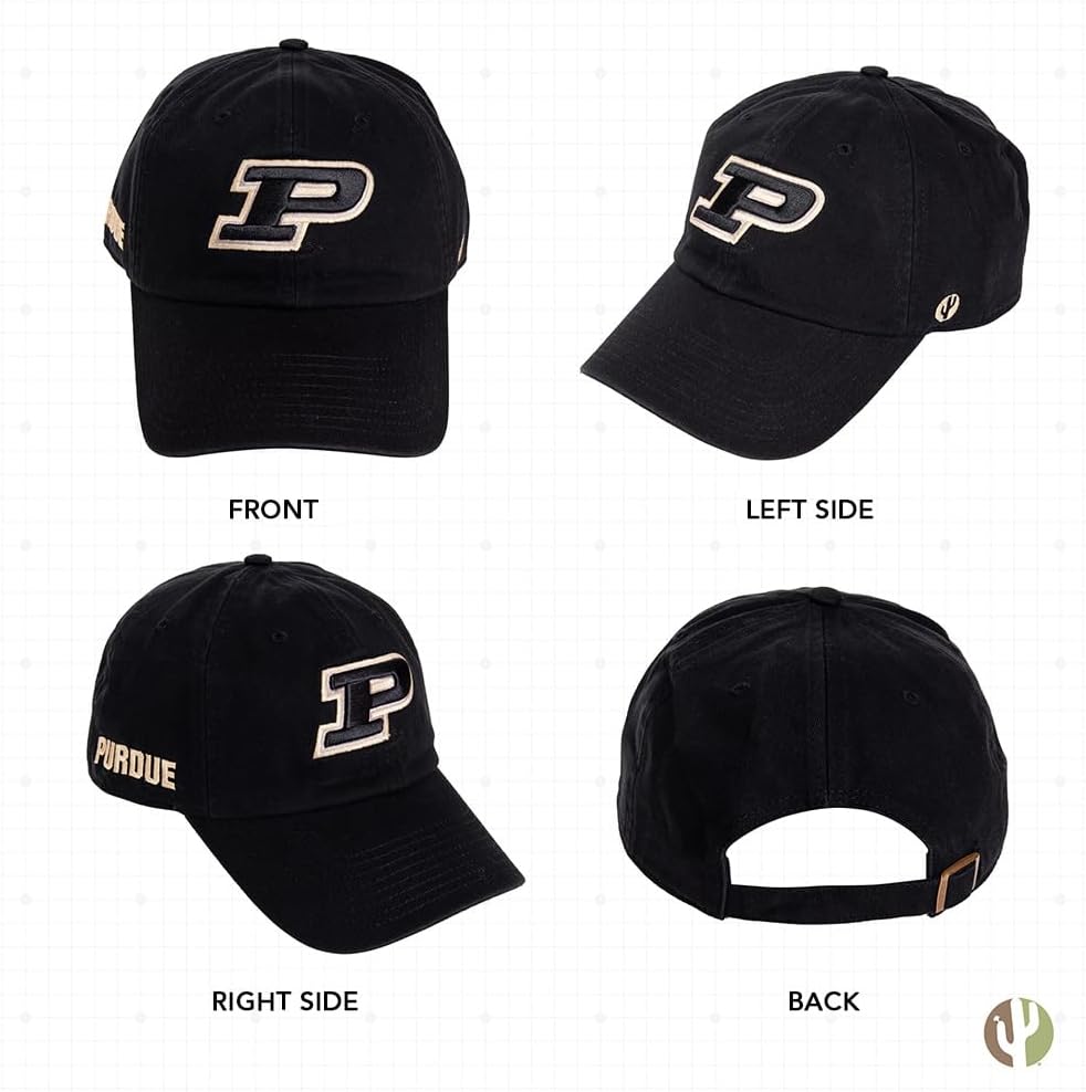 Desert Cactus Purdue University Baseball Hat Boilermakers Brimmed Embroidered Hats Cap Adjustable Cloth Strap Adult (Style E1) Black - Image 3