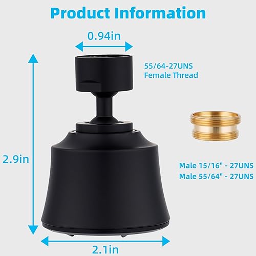 Miniatura 6 de iFealClear Cabezal de grifo de fregadero de cocina, accesorio rociador de grifo de 360, aireador de grifo de cocina giratorio de gran ángulo con 2