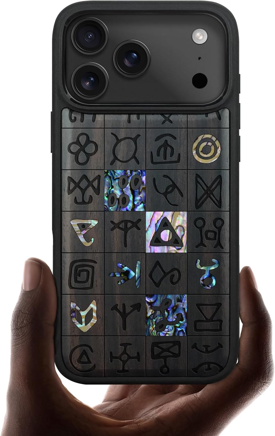 Carveit Magnetic Case for iPhone 17 Pro Max Case, Wood Artisan Engraved & Handmade Shell Inlaid, TPU Shockproof Cover, Compatible with MagSafe Wireless Chargers (Cherry Blossom-Walnut)