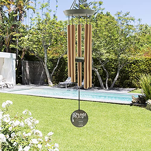 Image of ASTARIN Memorial Tree of Life 36 inch Wind Chimes, Personalized Name Sympathy Wind Chime, in Memory of Loss Mom Loved One, Large Deep Tone Bereavement Windchimes for Outside Clearance(Produced in Texas)