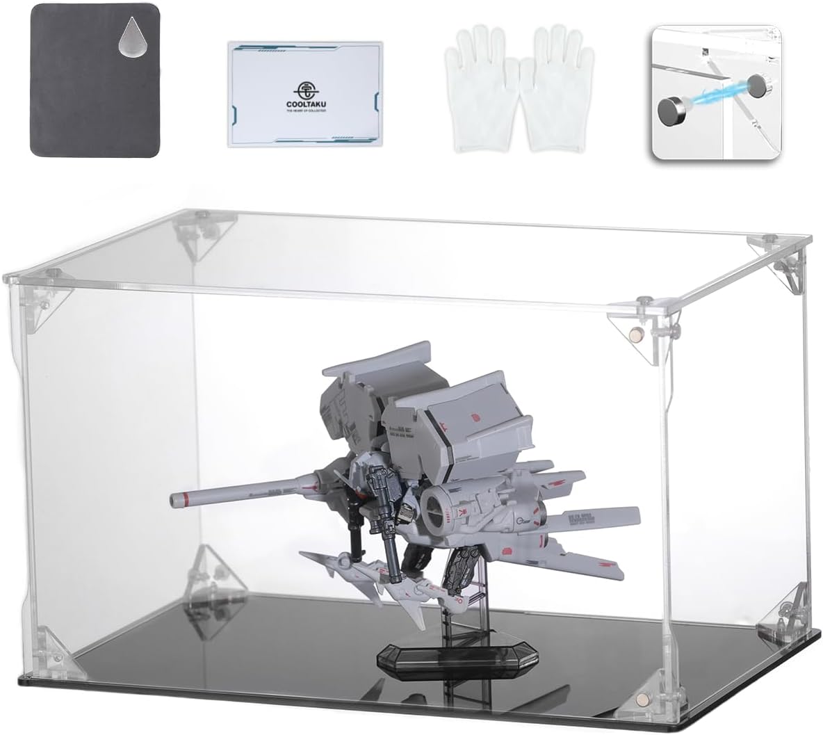 Clear Acrylic Display Case, Front-Open Door with Magnetic Buckle, Assemble Display Box, Dustproof Protection Showcase for Figures, Collections, Models, Toys (10x6x6 inch, 25x15x15 cm)