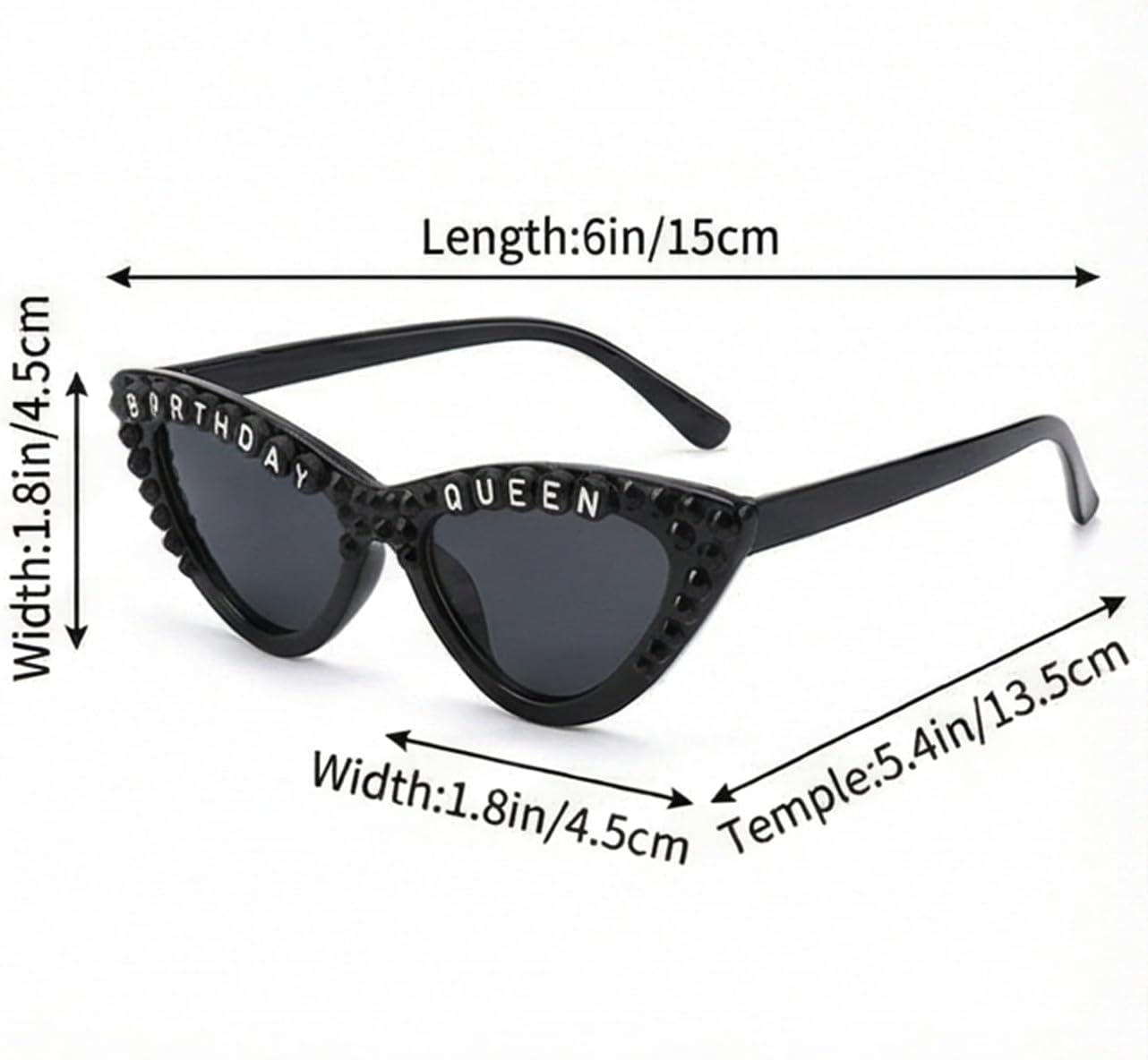 Birthday Queen Glasses – Black Cat Eye Sunglasses for Women Birthday Party Photo Props Accessories
