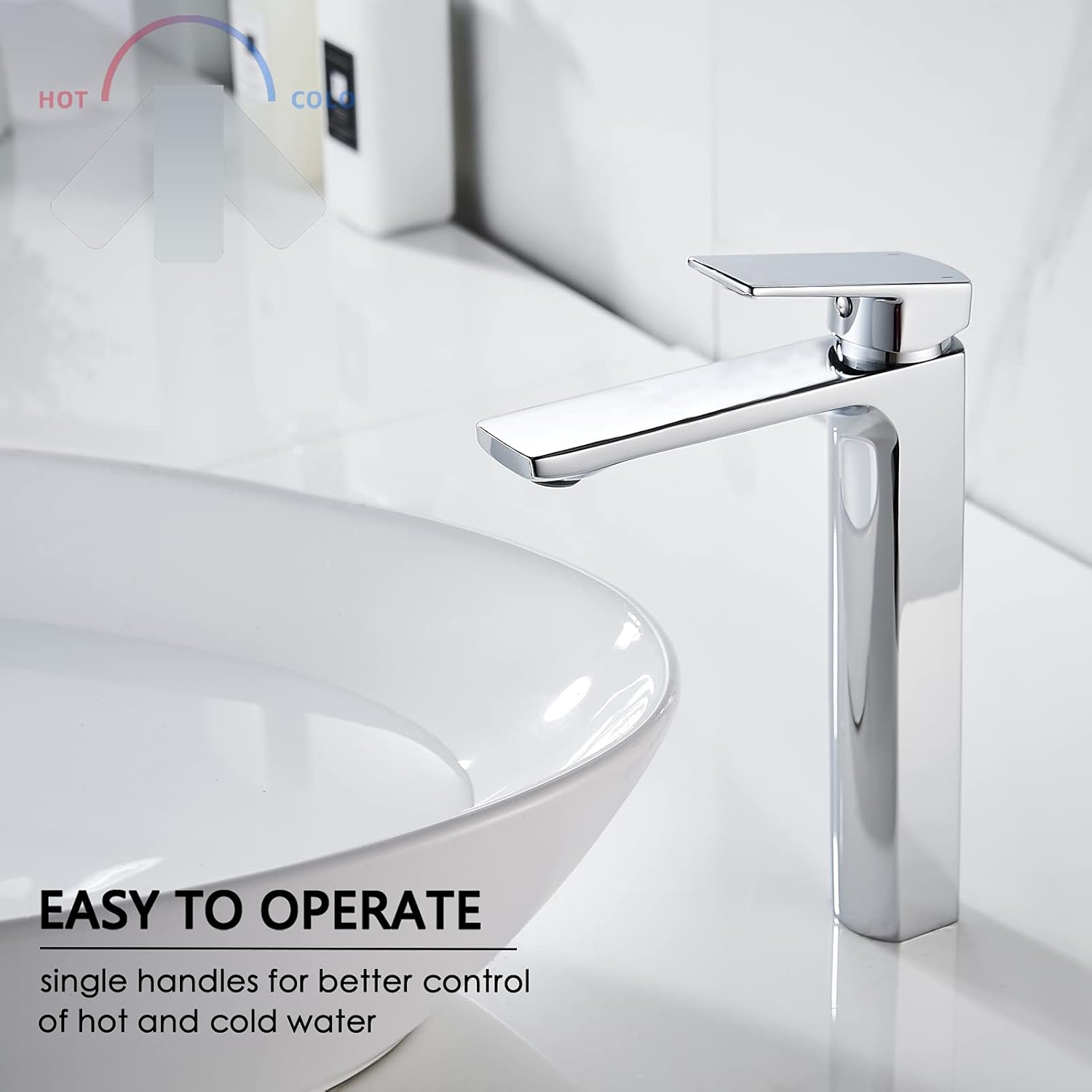 VOTON Chrome Vessel Sink Faucet Tall Single Handle Bathroom Vanity Sink Faucet, Rv Bathroom Faucets Lavatory Vessel Faucet Basin Mixer Tap, Solid Brass 1.2 GPM