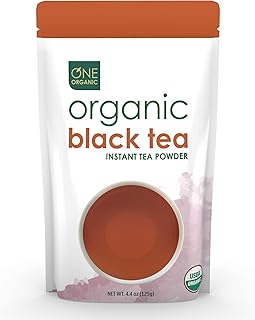 ONE ORGANIC Instant Tea Powder (Black) – 4.4 oz. – 125 Servings – USDA Certified Organic – 100% Pure Tea - Instant Hot or Iced Tea – Unsweetened – No Fillers or Preservatives (Summer Special Sale)
