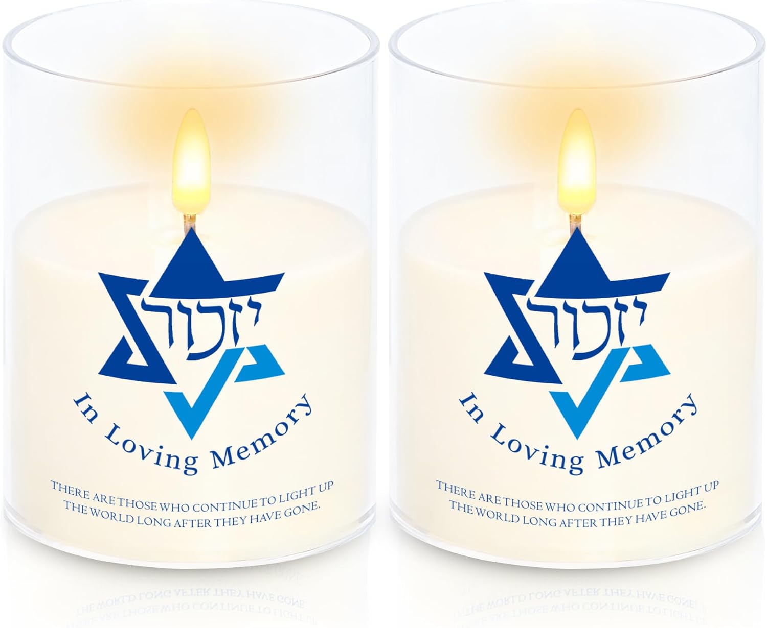 2 Pcs Electric Yahrzeit Candle - LED Yahrzeit Candle Flameless, Yertzite Memorial Sympathy for Loss of Loved One, Jewish Memorial Yertzite Battery Operated (Yahrzeit-on-Off)