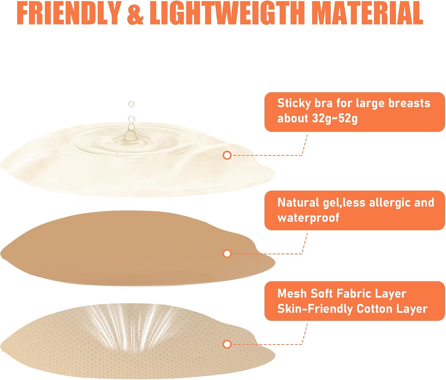 Hioffer Strapless Sticky Bra Push Up Invisible Backless Adhesive Bra Reusable Lift Bras for Women Wedding Dress
