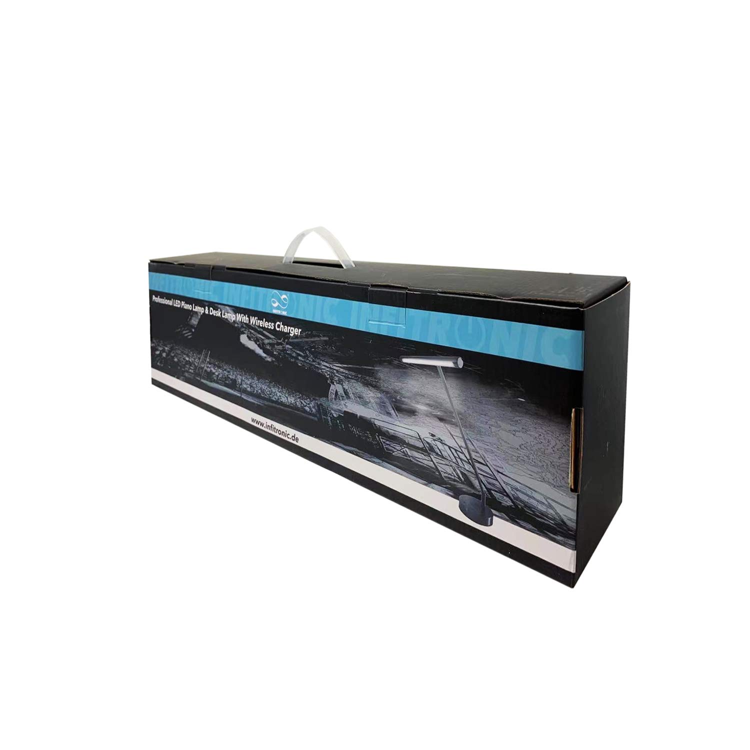 Infitronic IN78LEDKLGB1 Design-LED-Leuchte (Alu Schwarz/Bronze). Dimmbar, CRI>90, 3000-6500K. Mit 10W Wireless Charging & USB. Perfekt als Klavier- oder Bürolampe