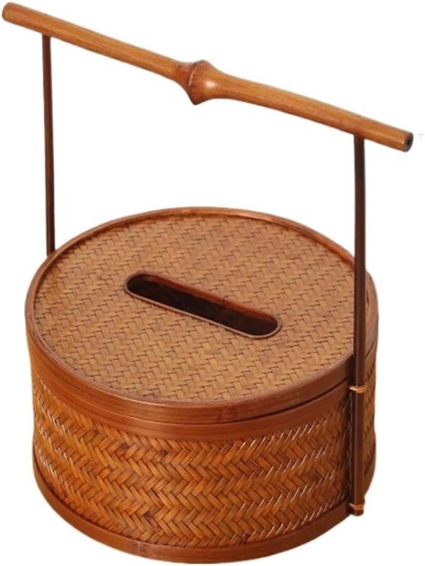 Handmade Bamboo Woven Tissue Box Dining Table Tabletop Napkin Paper Removable Home Storage Container