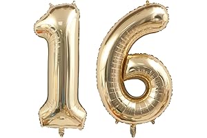 Elegant Sweet Sixteen Celebration with Light Gold Number 16 Balloons