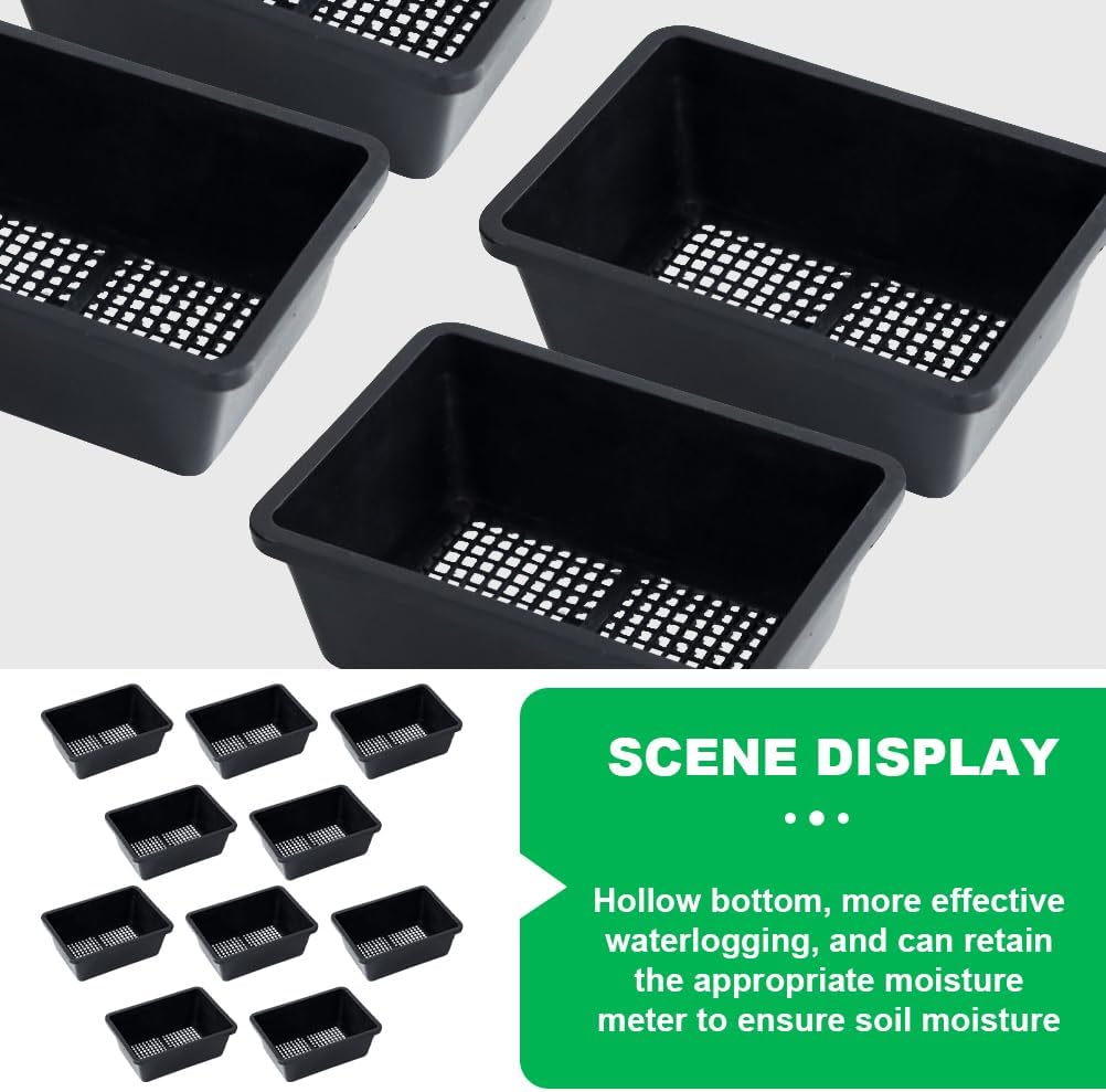 YARNOW 10 Pcs Mesh Bottom Trays Seedling Starter Trays Plastic Plant Reusable Recyclable Grow Plants Start Seeds Germination for Greenhouse Hydroponics Home Decor Accents