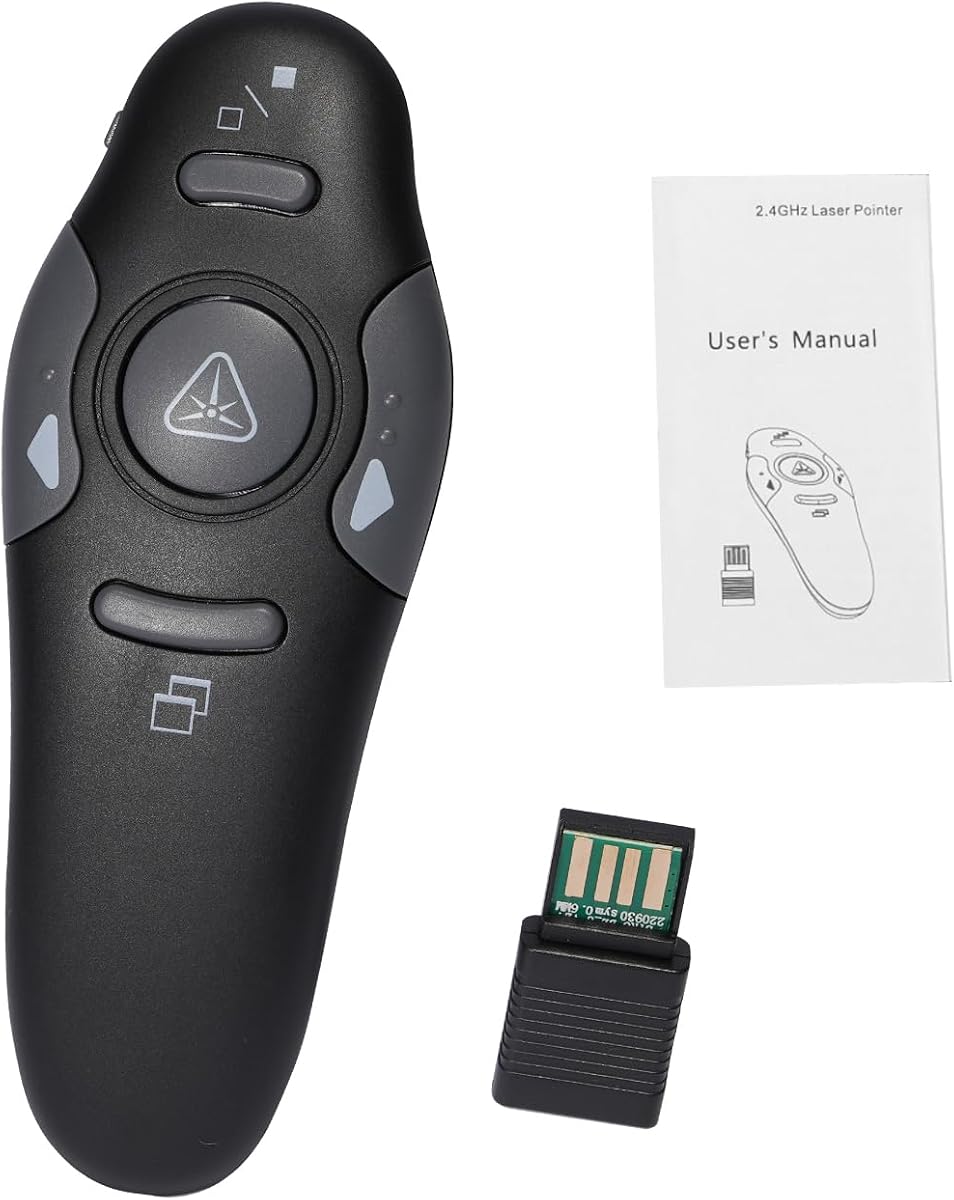 Mingzhe Wireless Presenter Remote 2.4GHz Red Pointer Plug and Play Page Turner for Presentations Laptop Computer Educators Professionals