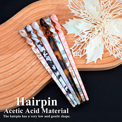12 Pcs Acetate Hair Sticks, Chinese Hair Pins Chopsticks Vintage Bun Pins With Leopard Print Tortoise Shell, Special Retro Hairpins Disk Bun Clip Styling Accessories With Storage Bag For Women Girls #TOP4
