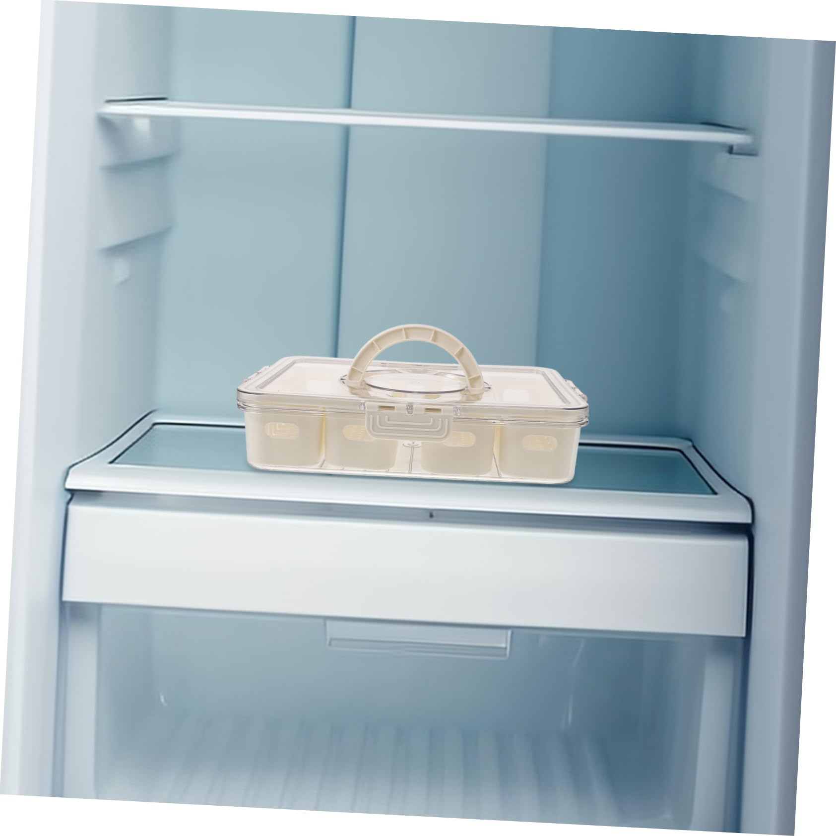 Verdickter Kühlschrank Organizer mit Luftdichtem Deckel und Geteilten Fächern Langlebiger Pet Frischhaltebehälter für Obst und Gewürze im Kühlschrank