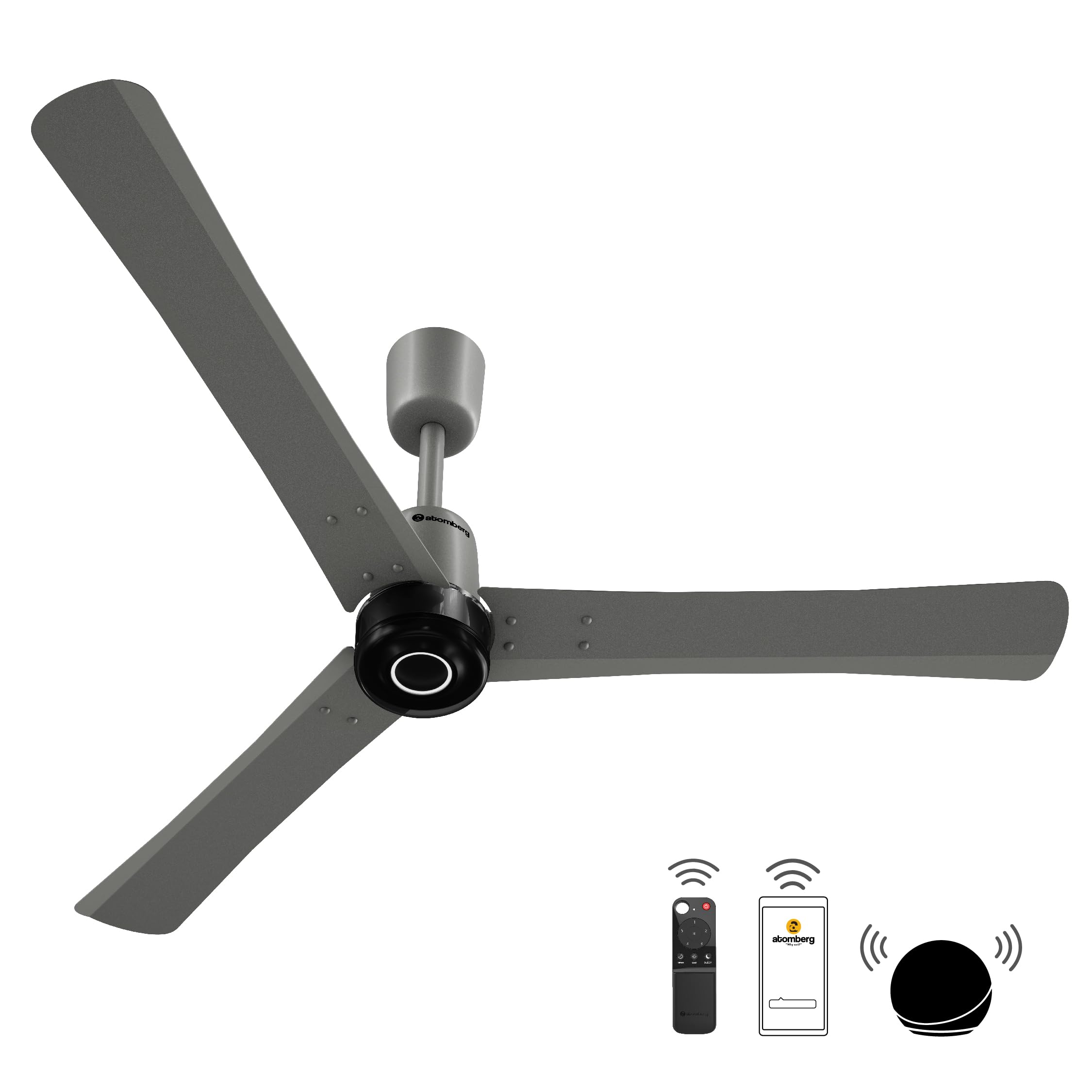 atomberg Renesa Elite Smart 1200mm BLDC Ceiling Fan with Remote & Alexa Support | BEE 5 Star Energy Saving Fan | High Air Delivery | Moonbeam LED Light | Smart Fan | 5 Year Warranty | Sand Grey