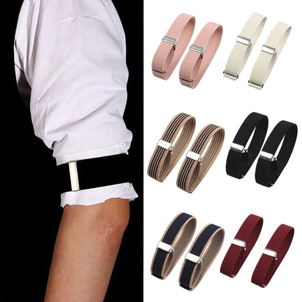 gofidin 3 Pairs Adjustable Armbands Sleeve Unisex Elastic Adjustable Shirt Sleeve Holders Garter Straps Arm Cuffs Band
