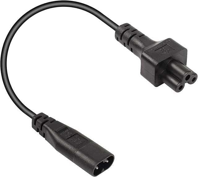 CERRXIAN 1 Feet IEC 320 C8 to C5 Power Cable,C8 Male to C5 Female Conversion Cable for Laptop Power Modules,Printers,Etc.