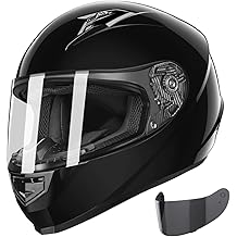 GX11 Compact Motorcycle Helmet - Black, Large - Full Face w/ Tinted Visor, DOT Approved
