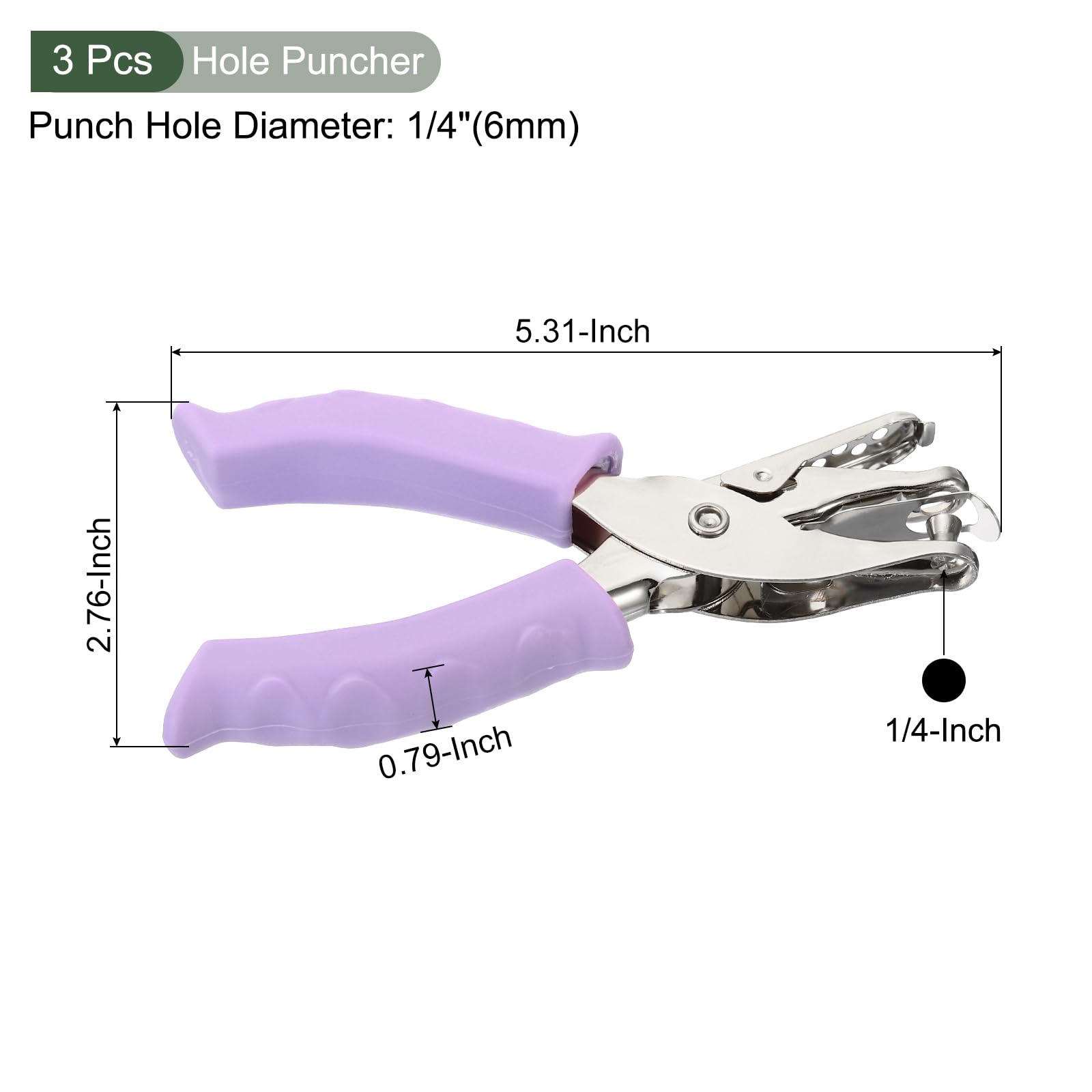 YOKIVE 3 Pcs Single Hole Punch Hole Paper Puncher, Purple - Image 2