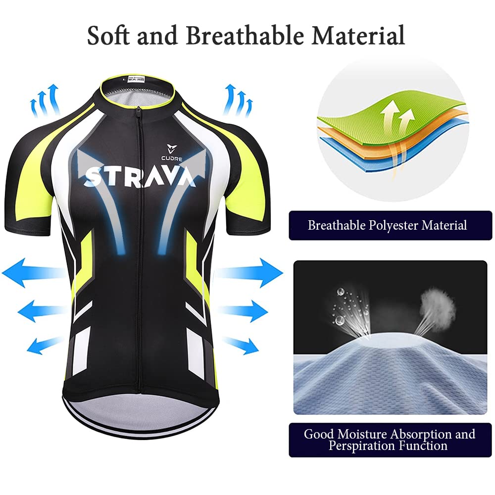 Abbigliamento Ciclismo Set, Completo Ciclismo Uomo Estivo Per Bici Da MTB Con Pantaloncini Imbottiti in Gel Traspirante e Ad Asciugatura Rapida
