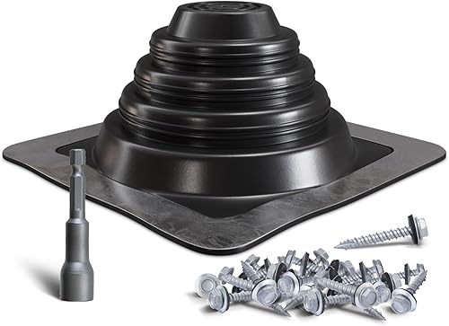 VIVIDA #1 Kit de arranque de tubo de techo de metal, funda de ventilación de silicona para alta temperatura, para tubo de 1/4 a 2 pulgadas, base