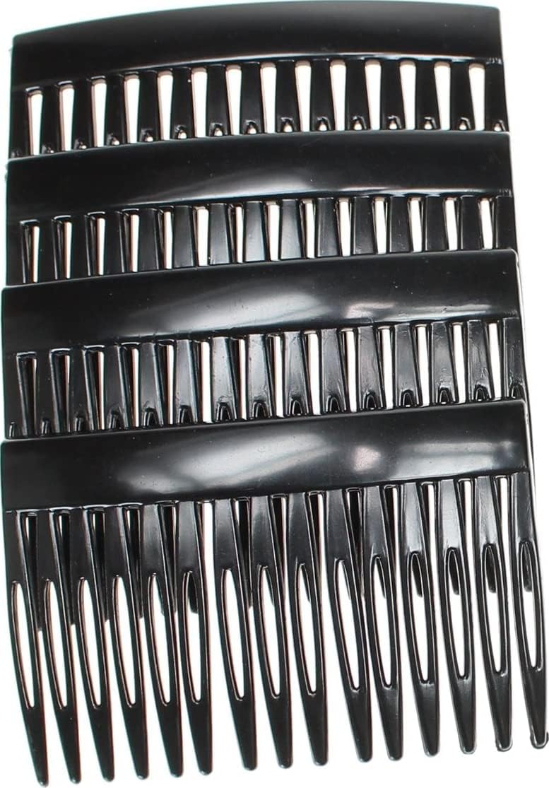 4 Pack of 7cm Black Plain French Side Hair Combs Slides Grips Clips Hair Accessories for Women Girls by Glitz4Girlz…