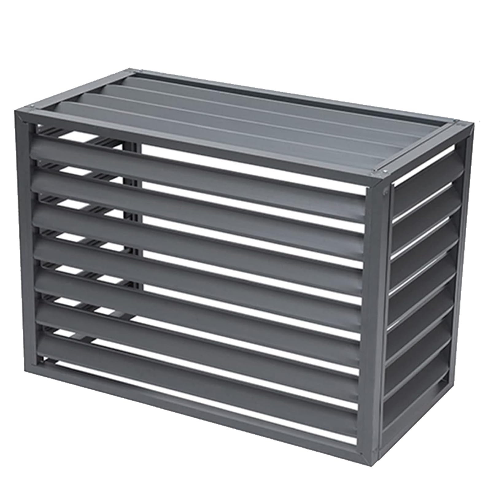 QYMYOZ Outdoor Air Conditioner Cover - Sturdy Aluminum Weatherproof AC Unit Protection, Privacy Fence Screen, Condenser Guard, Pool Equipment Barrier - Grey Color
