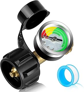 Propane Tank Gauge Level Indicator, Propane Gauge with QCC1 Connection for 5-40 lb Propane Tank, Gas Pressure Gauge with a Dust Cover, Suitable for Cylinder, Gas Grill, RV Camper