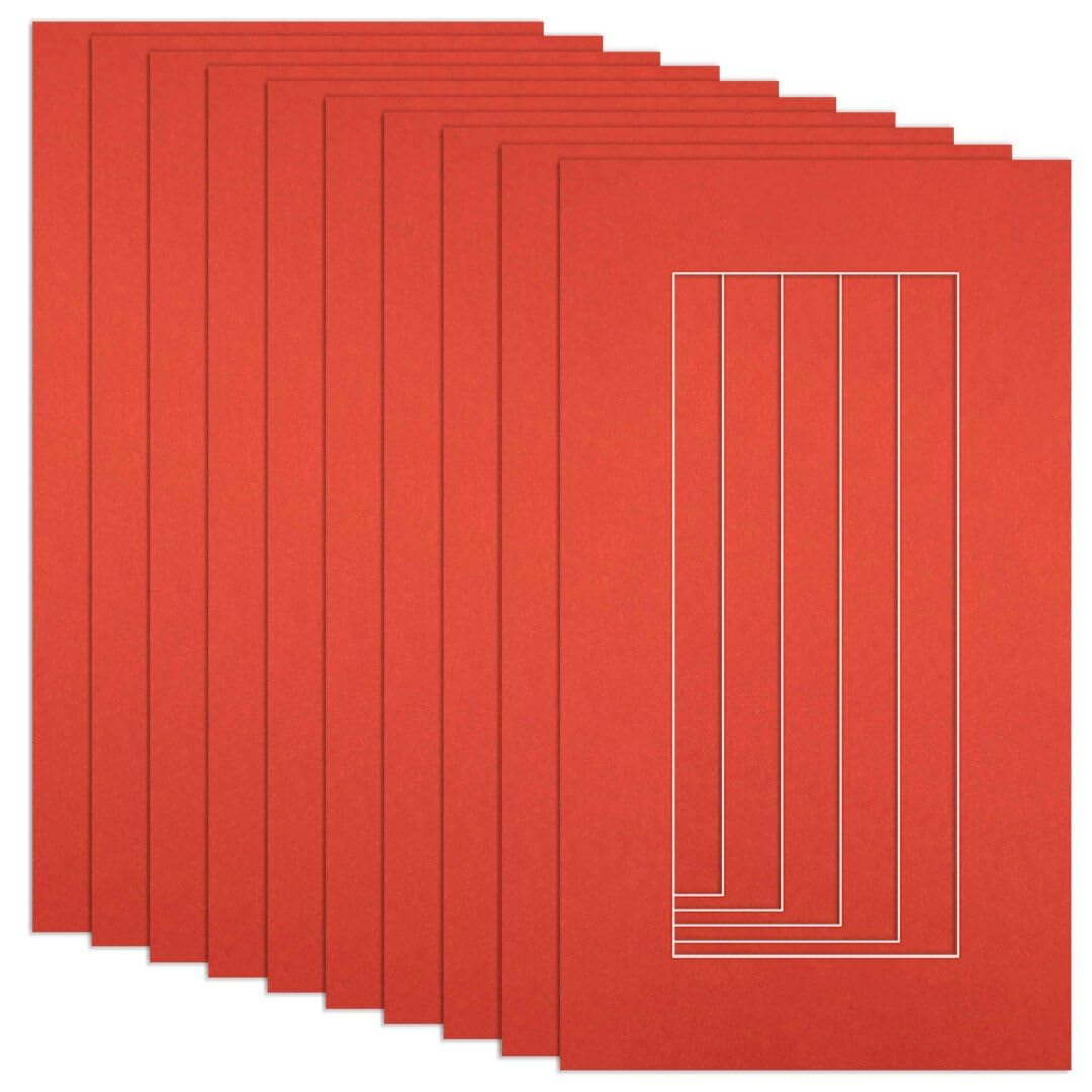 Procut Global 16x9" Poppy Red Picture Mounts to Fit 12x5" Aperture - Precision Cut Cardboard Photo Mount - Ideal for Frames, Prints, Artwork & Certificates - Sizes & Colours Available - 10 Pack โ image 1