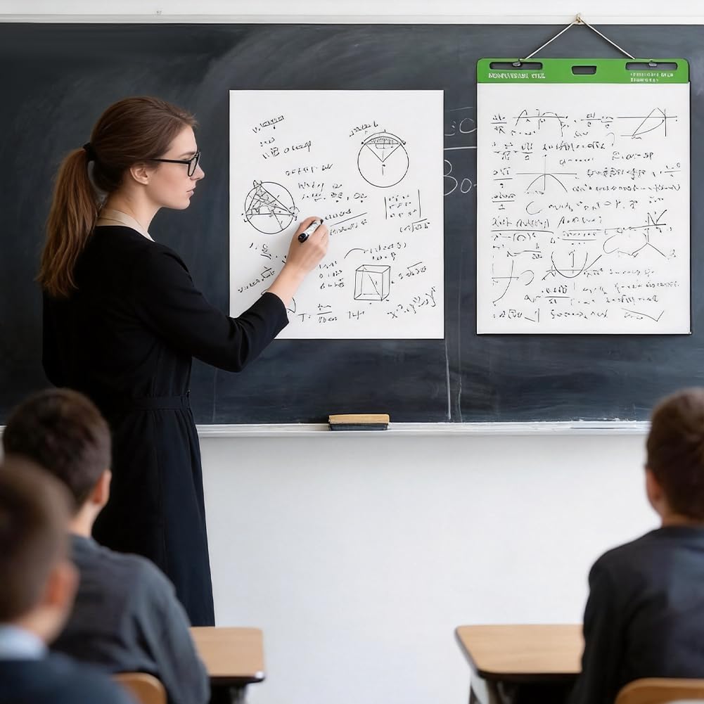 WADORN Klebrige Flipchart Blöcke, 43x33cm Selbstklebendes Flipchart Weißes Papier mit Klebriger Rückseite Super Kleber und Einlaufresistent für Klassenzimmer Büro, 30 Blätter/Block, 3 Blöcke