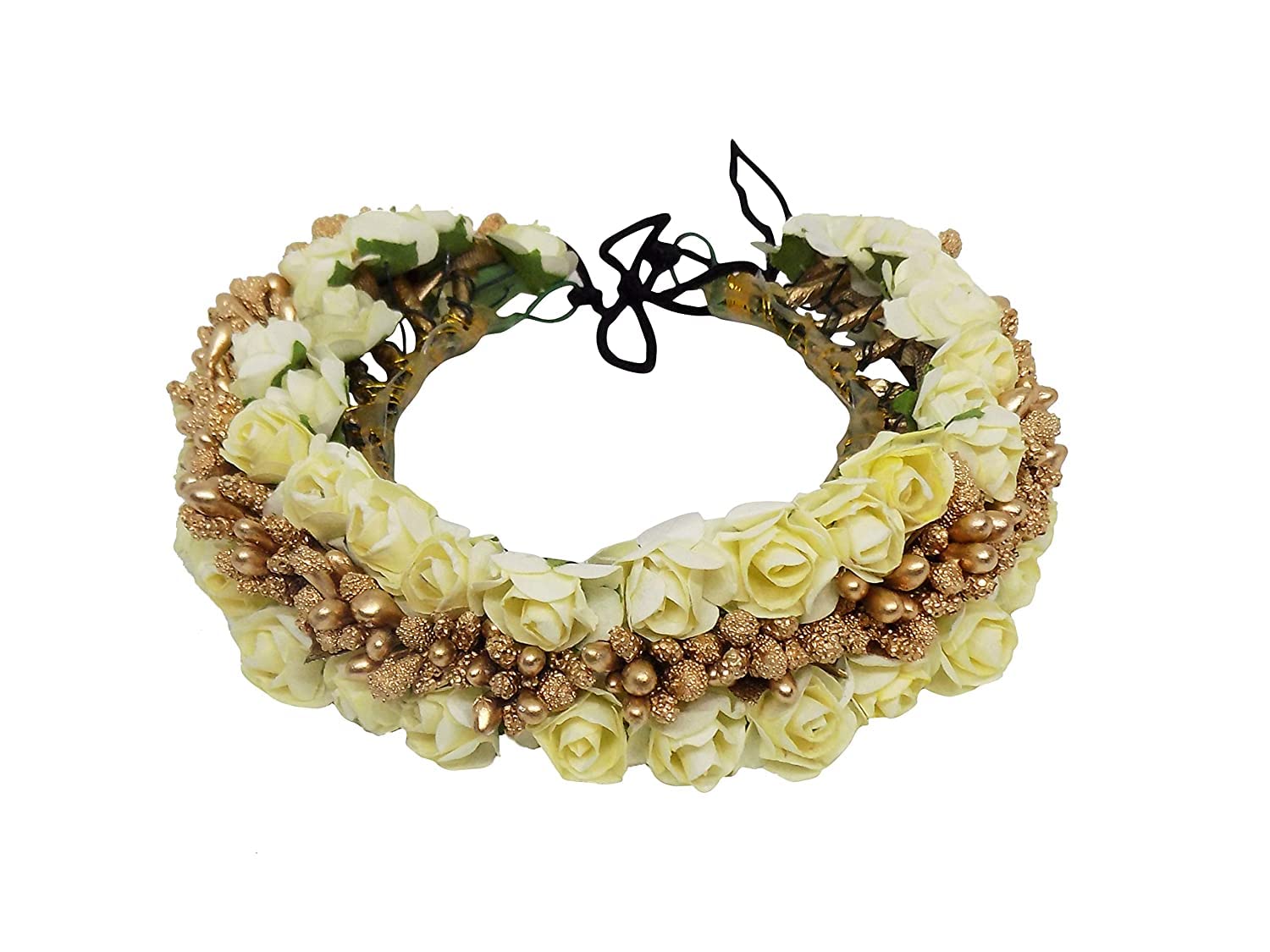 Fully Artificial Rose Hair Flower Juda Gajra Hair Bun Accessory for Women & Girl