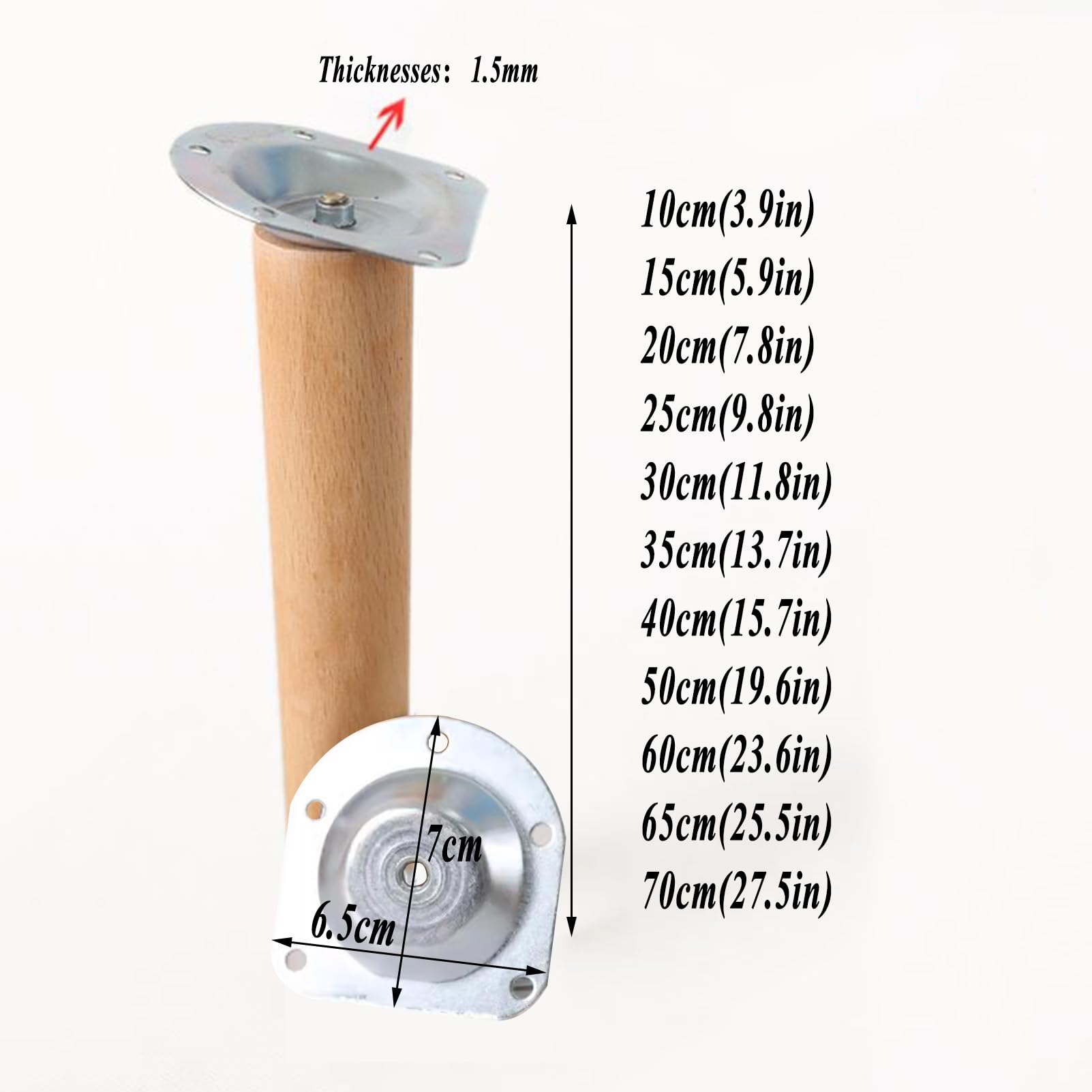 Nogi do mebli z litego drewna, 4 szt. Nogi do mebli drewnianych ukośne zwężane 10-70 cm(50cm(19.6in))