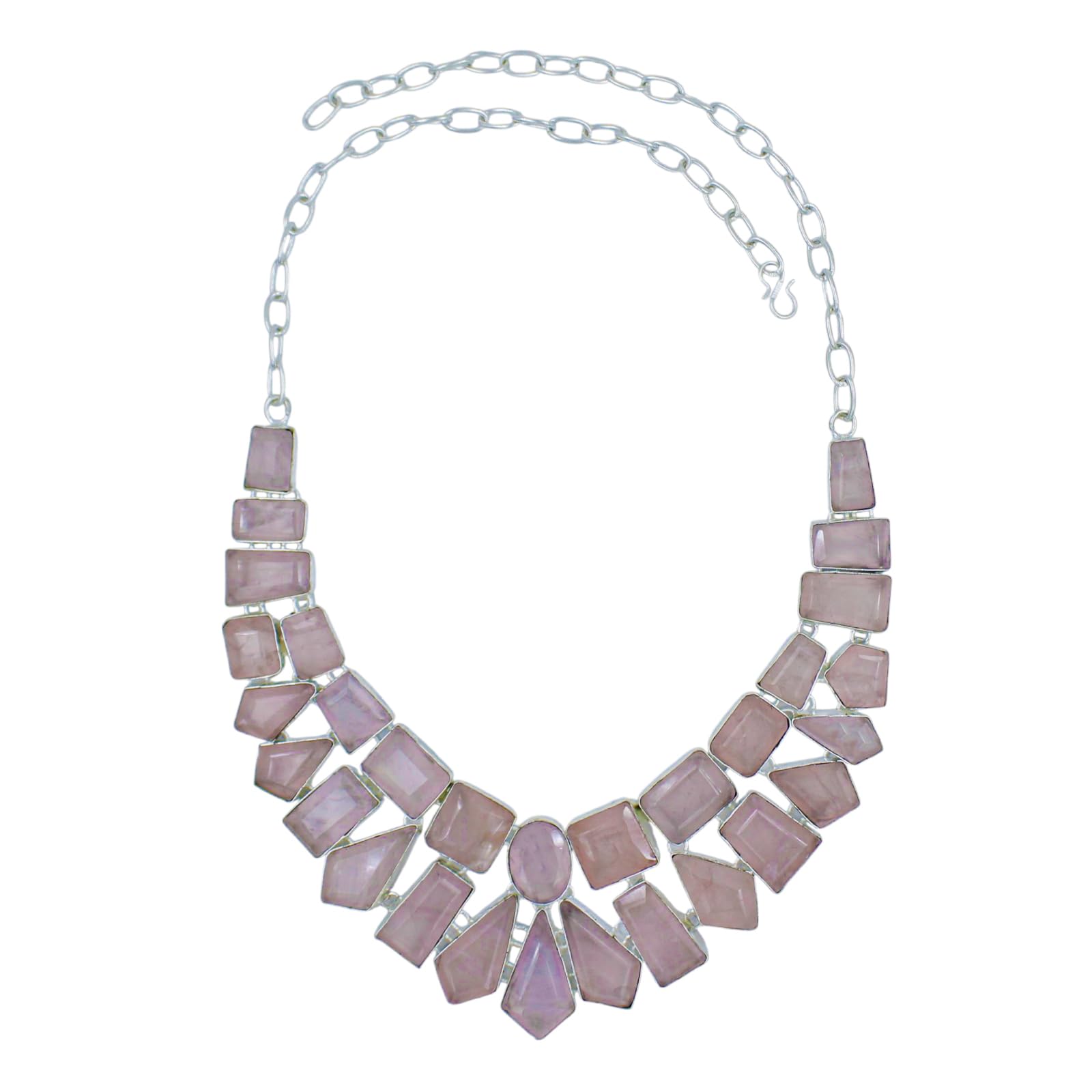 Choker artigianale donna in quarzo rosa collana placcata argento elegante regolabile 45 cm gioiello fatto a mano stile boho chic statement romantico perfetto per anniversari o come idea regalo dolce