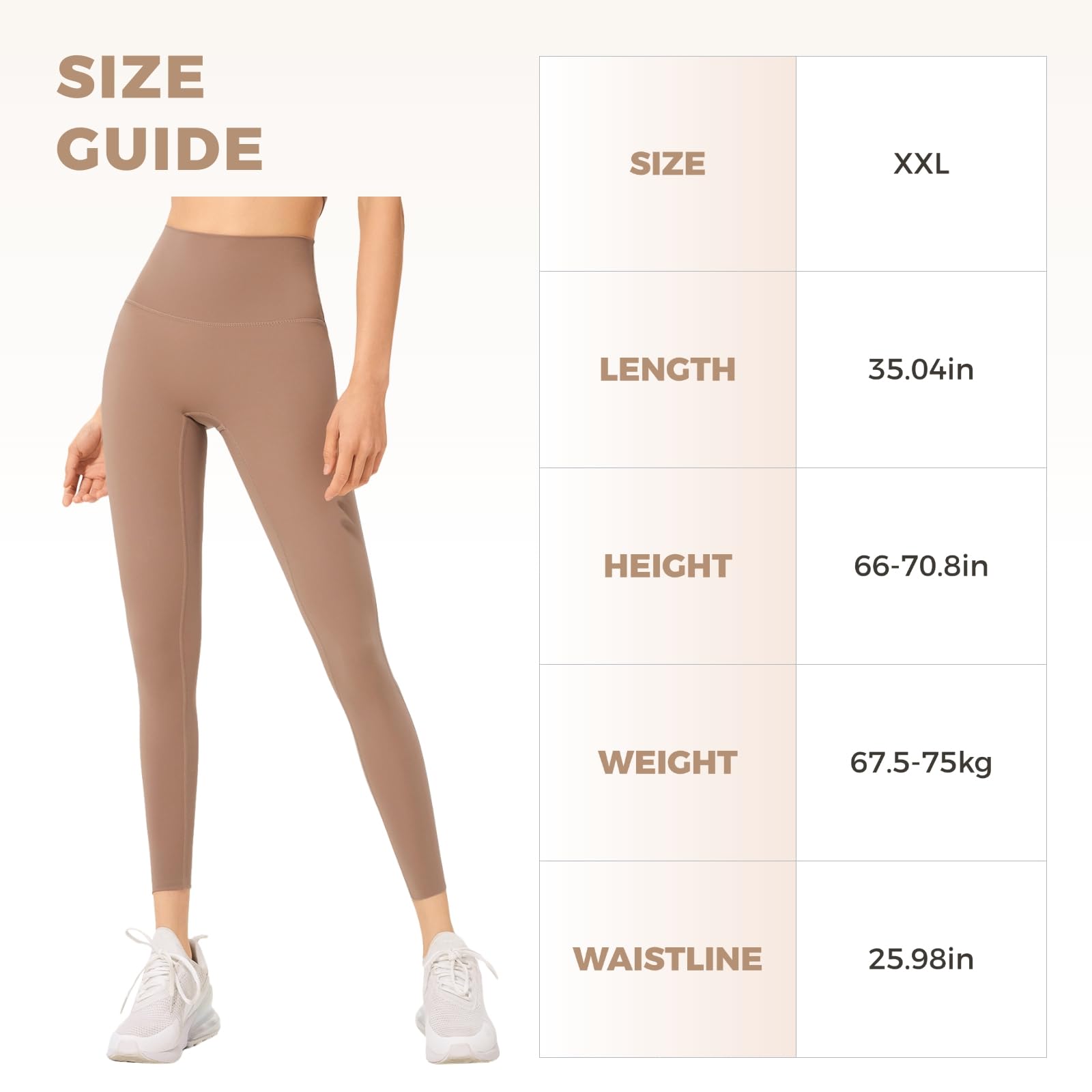 Kawa Kolorowe Spodnie Do Jogi Z Wysokim Stanem Dla Kobiet, Legginsy Treningowe Do Jogi, Pasuje Do Wzrostów 150-120 cm, Ciężary 67.6-74.8 kg, Kawa, rozmiar uniwersalny