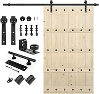 Vista 50 de S&Z TOPHAND 20 pulgadas x 84 pulgadas. Puerta de granero anudada británica sin terminar con kit de herrajes deslizantes de 4 pies/madera