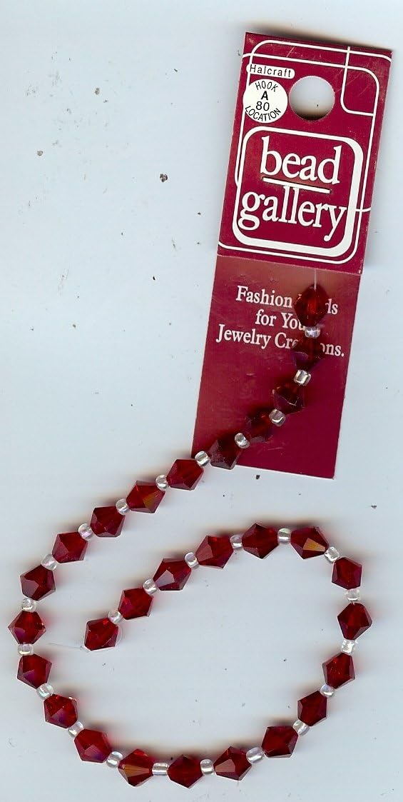 Red Faceted Glass 6mm Bicone Beads 9" Strand