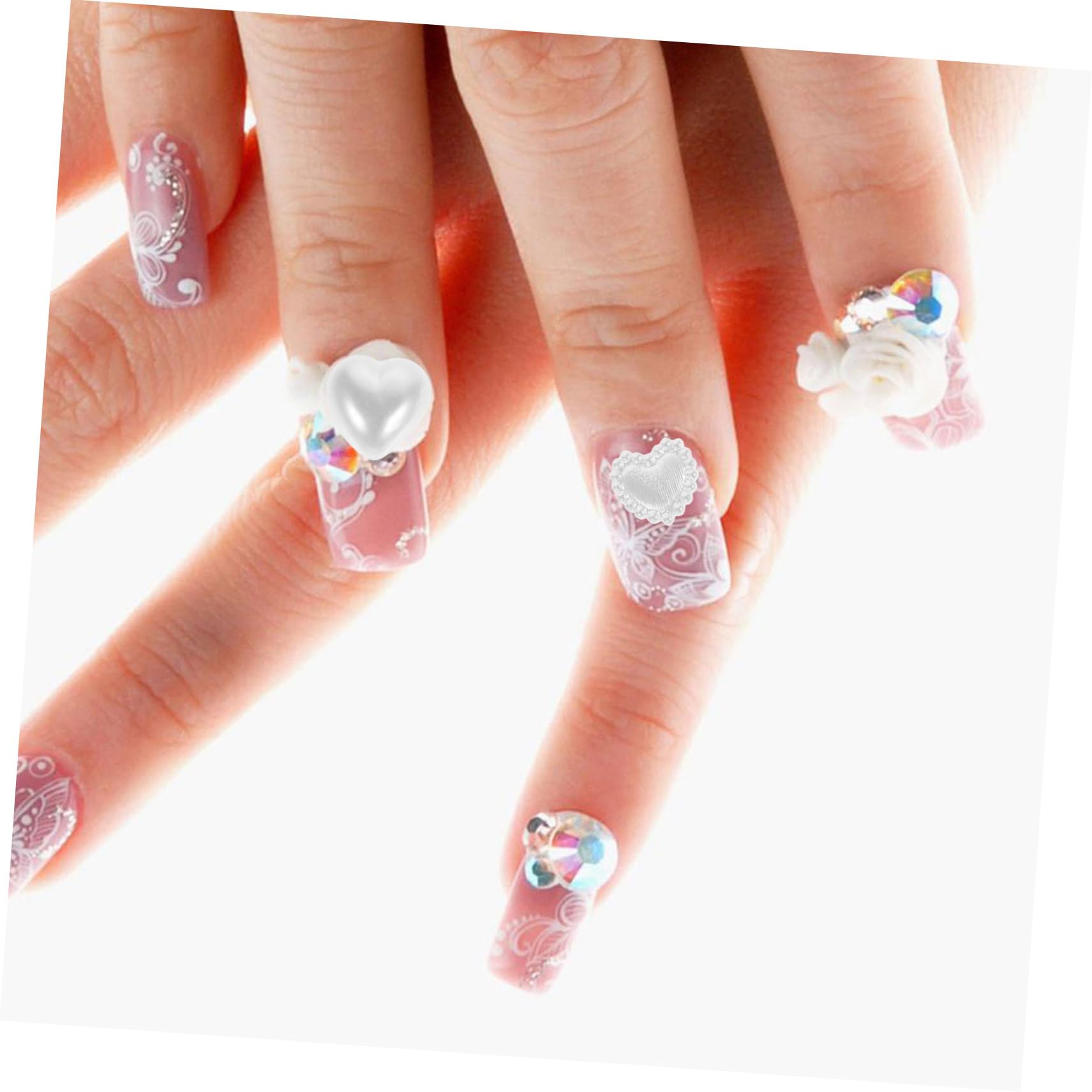 BESTYASH 5 Pezzi Accessori Per Unghie Di Perle Decorazioni Fascino Unghia Mini Ciondolo Arte Ciondoli Per Il Design Delle Unghie Ciondoli Per Unghie Luccicanti Bianca Plastica
