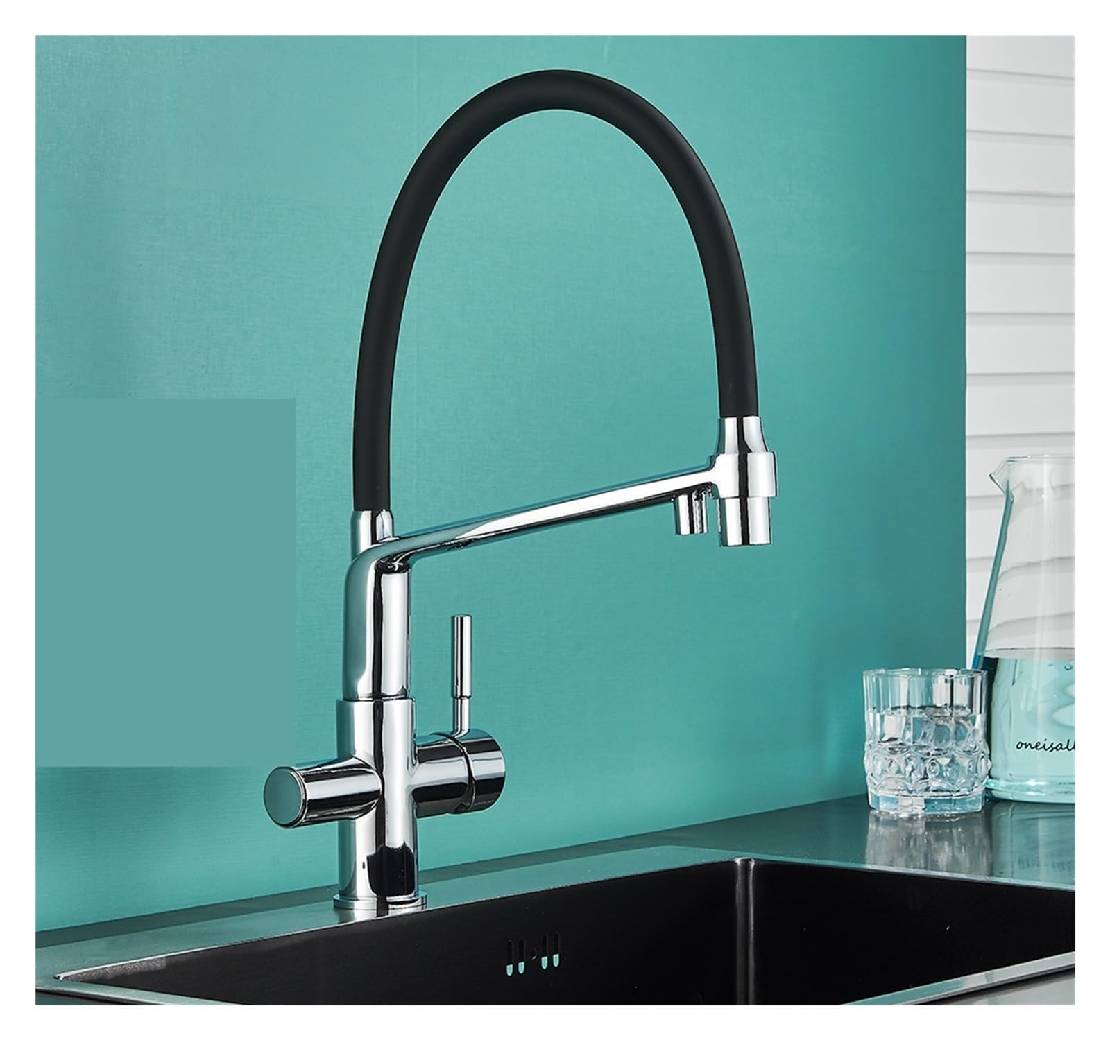 GLETSF 3Way Pullout Kitchen Faucet Brass Osmosis Waterap Swivel Design Single Handle Black For Pure Water Easy Installation Modern Home Upgradegold,Negro