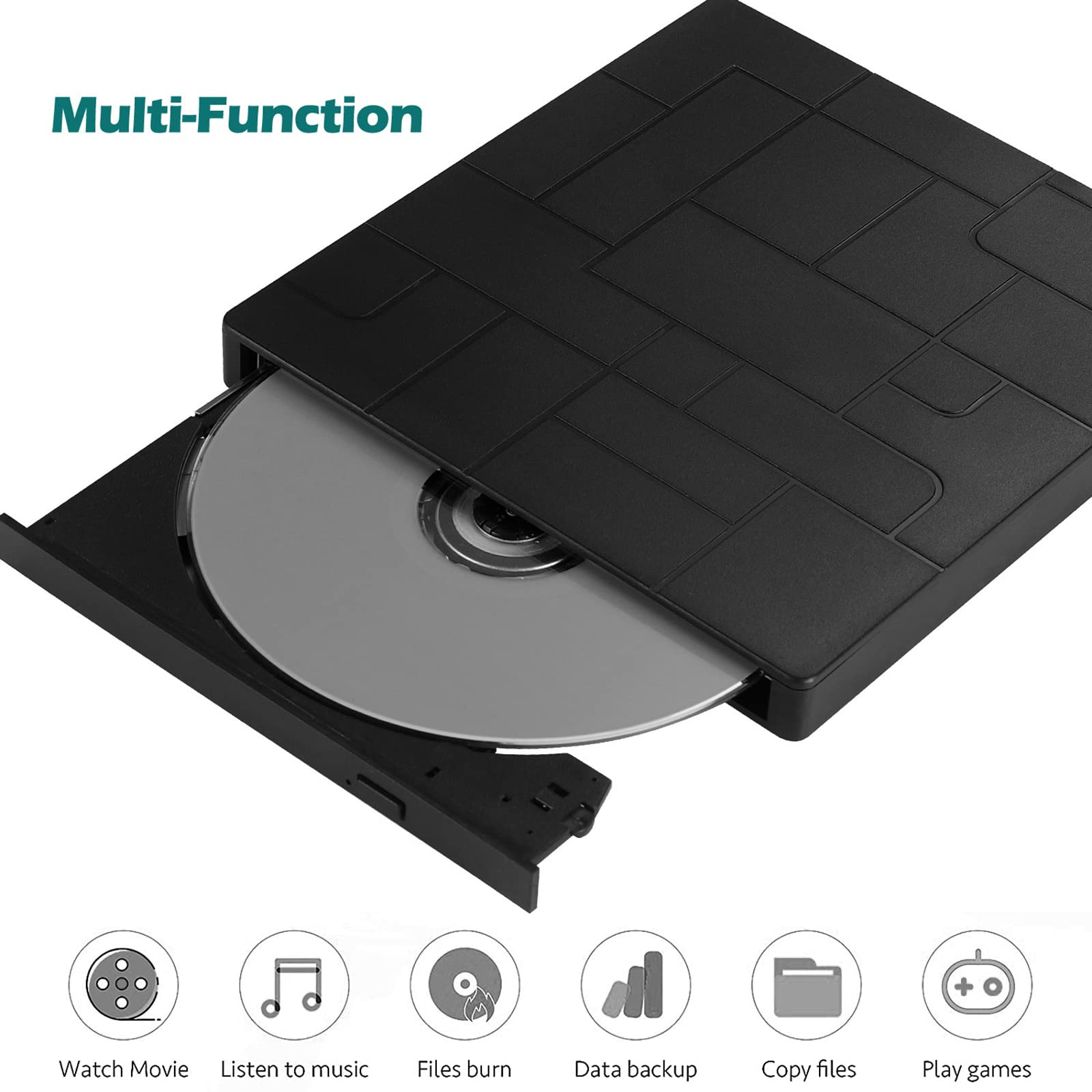 Grabadora de DVD Tipo c Unidad óptica móvil USB3.0 Tarjeta multipuerto Unidad óptica Externa de Interfaz Dual
