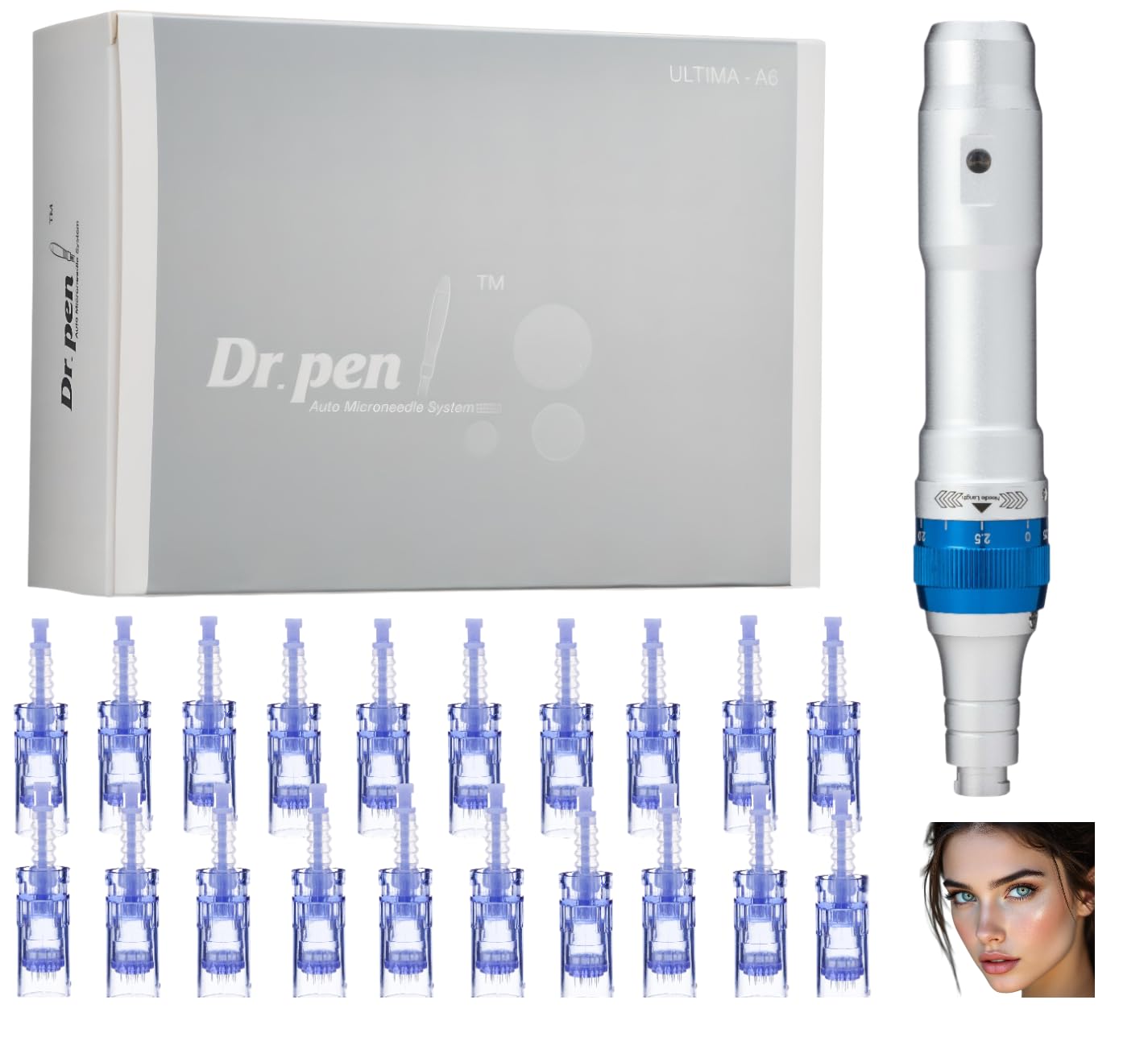 Dr. Pen Ultima A6 pen w/ 24 Pcs Pin & Nano cartridges Pro kit