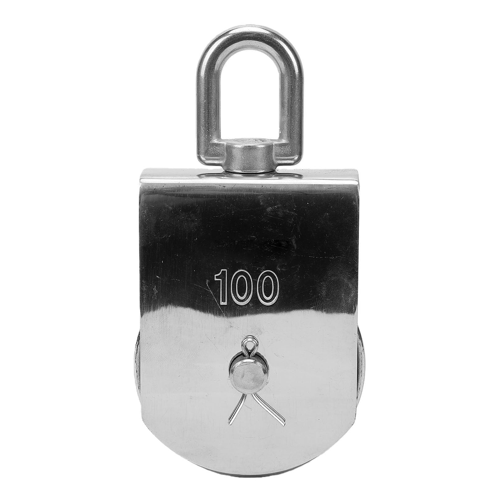 ViaGasaFamido Polea Simple Resistente de Acero Inoxidable, Polea de Cable de 4 "con Gancho Giratorio para Garaje y Barco, Cuerda de 3/8"
