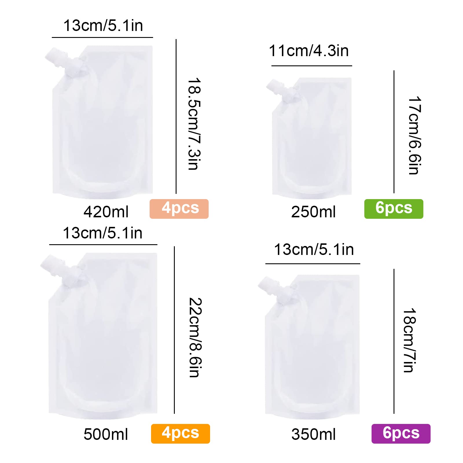 Sacchetti Per Bevande Riutilizzabili - Set Da 20, In Plastica, Formati 250ml, 350ml, 420ml, 500ml, Per Feste E Viaggi - Foto 10