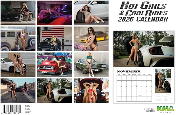 2026 Hot Girls & Cool Rides Deluxe Wall Calendar, with Free Poster, Pin Ups Cars Trucks