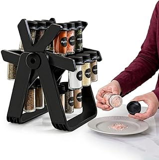 Spice Rack Organizer with 18 Glass Jars
