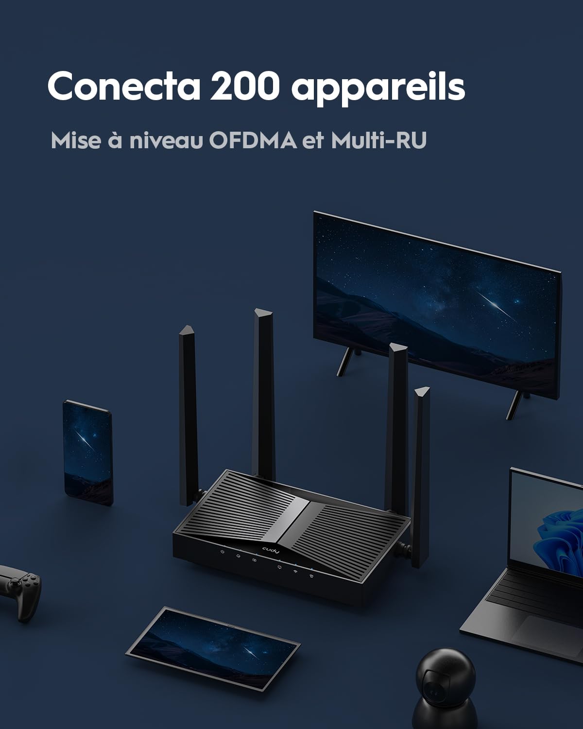 Cudy Routeur Wi-FI 7 Double Bande BE3600, Vitesses Ultra-Rapides, Connectivité Multi-Gigue 2,5 G, Couverture Étendue, Lisse Et Stable, WR3600H