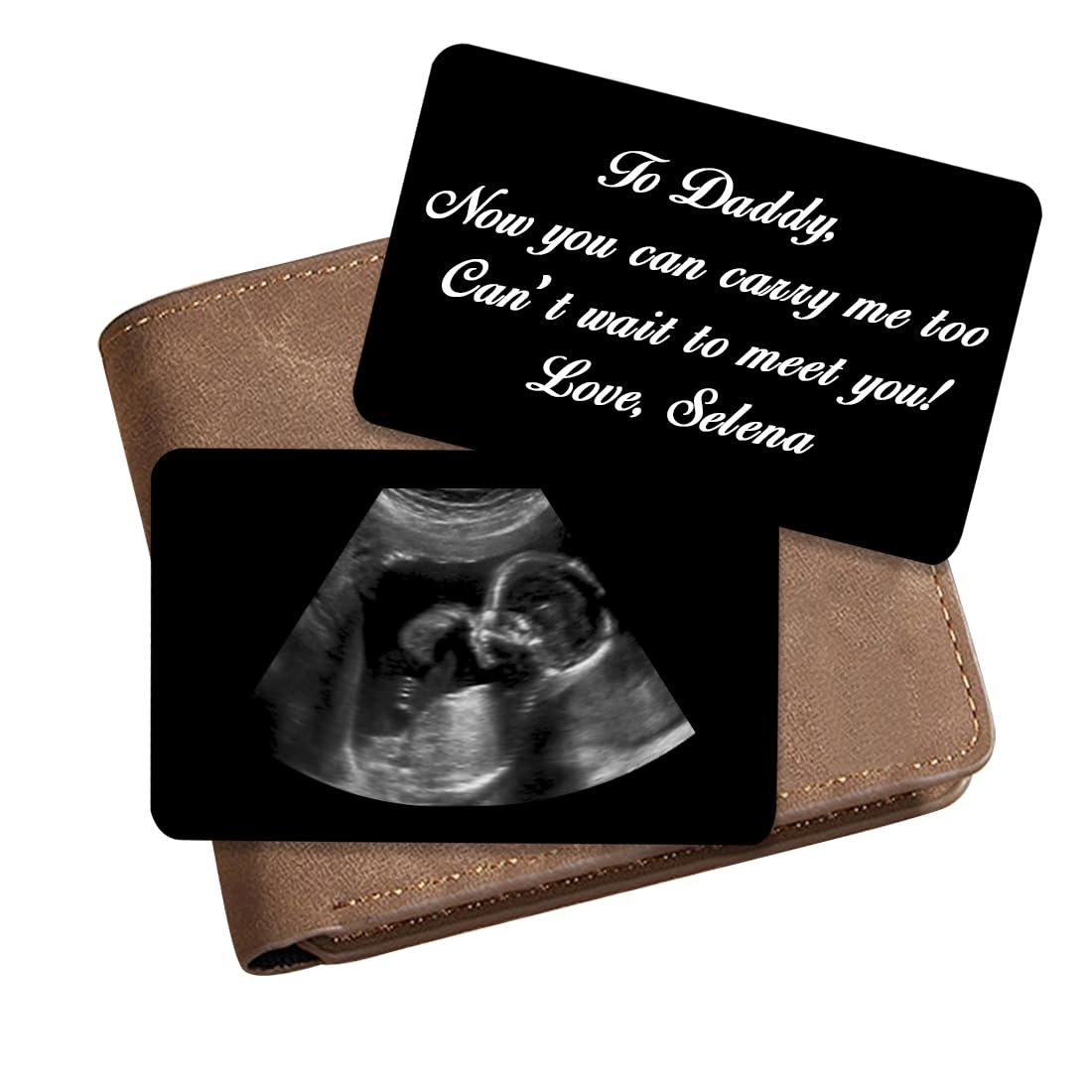 To Daddy Now You Can Carry Me Too Metal Wallet Insert Card, Personalized 1st Father's Day Ultrasound Wallet Insert Card, Baby Ultrasound Gift For New